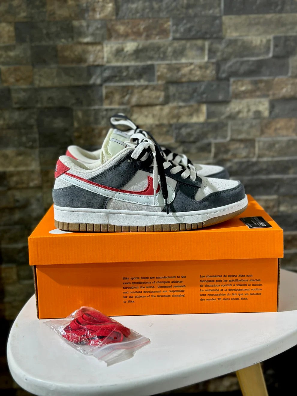 Nike Dunk Low “Scrap” (Grey Red / Gum)