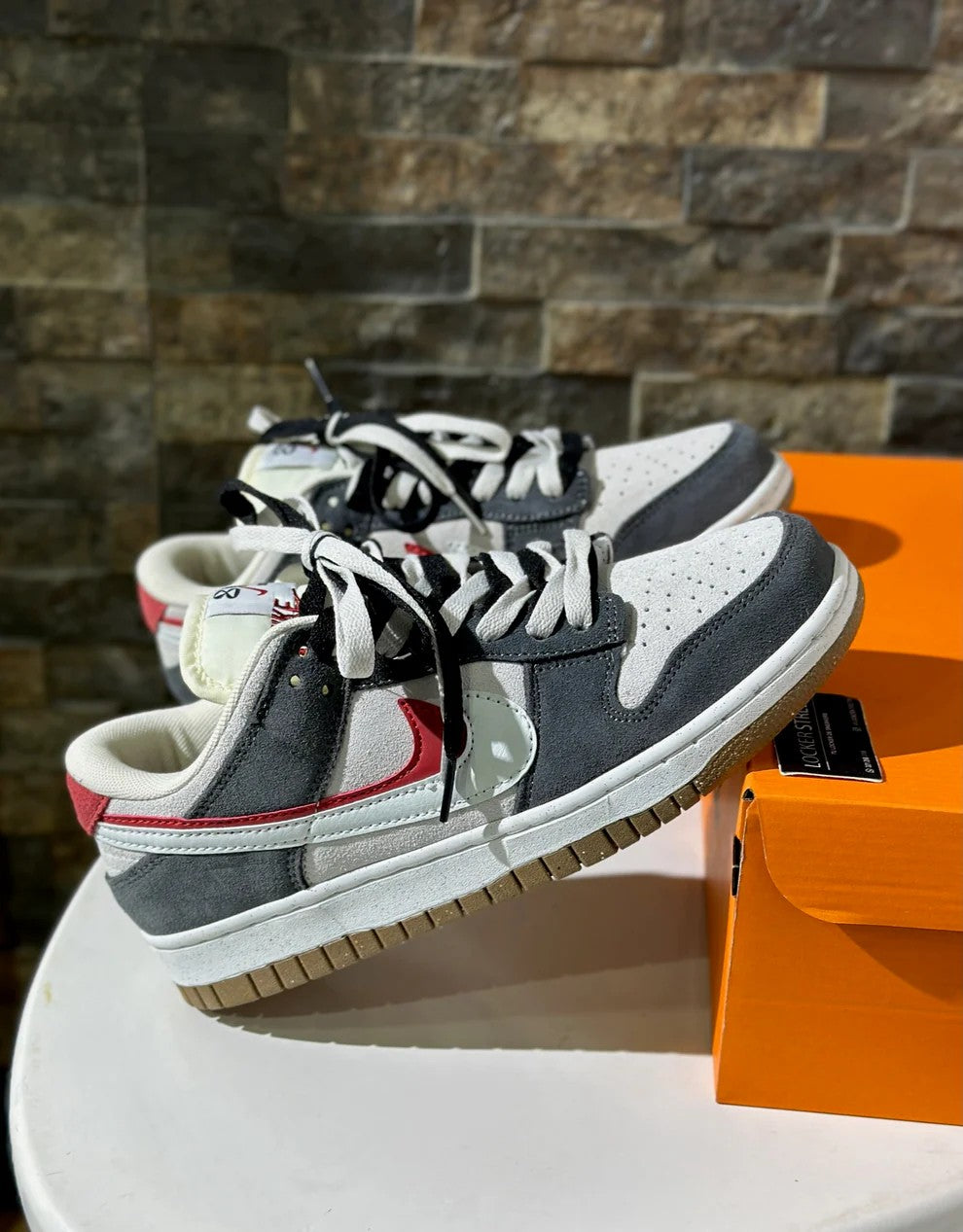 Nike Dunk Low “Scrap” (Grey Red / Gum)